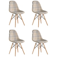 Set 4 scaune tapitate Truly Heinner Home, picioare lemn, carouri