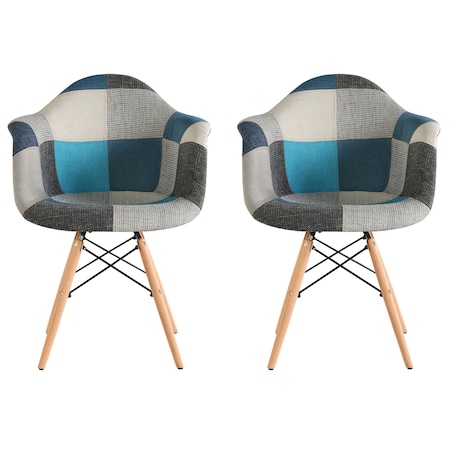 Set 2 scaune tapitate Cosy Sky Heinner Home, picioare lemn, Multicolor