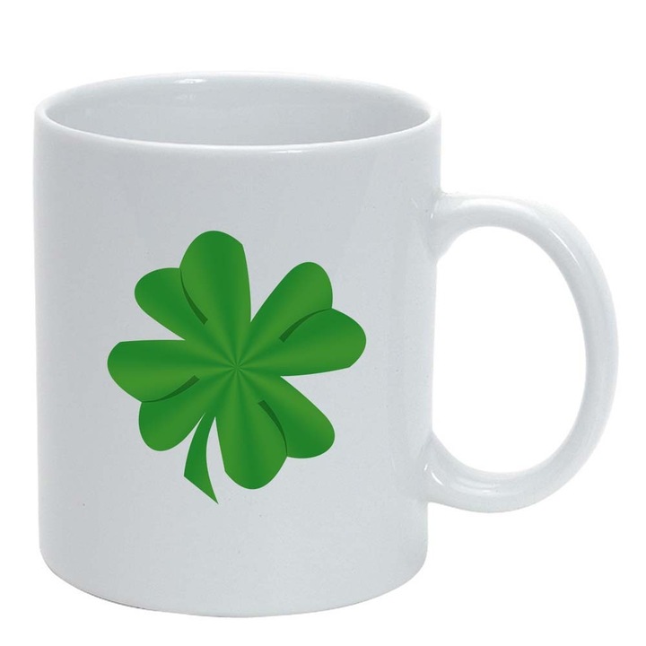 "Shamrock" bögre, fehér, 330 ml, D987