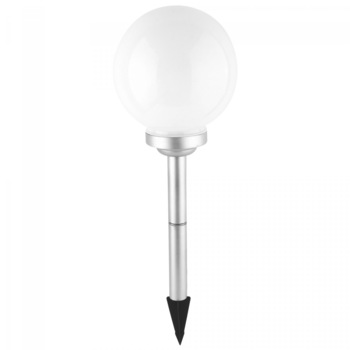 Lampa solara pentru gradina IDL®, Dimensiuni: 200 x 200 x 444 mm, Modelul prezinta o sfera de tip glob, Prevazuta cu 4 surse LED de culoare alba ce emit o lumina discreta si placuta Lampa solara pentru gradina IDL®, Dimensiuni: 200 x 200 x 444 mm, Modelul prezinta o sfera de tip glob, Prevazuta cu 4 surse LED de culoare alba ce emit o lumina discreta si placuta