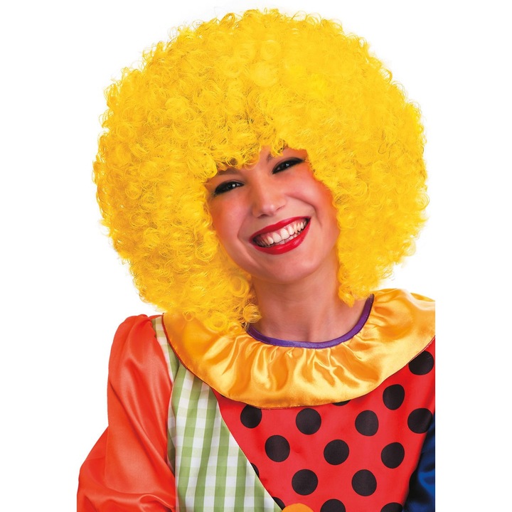 Peruca galbena mega clown