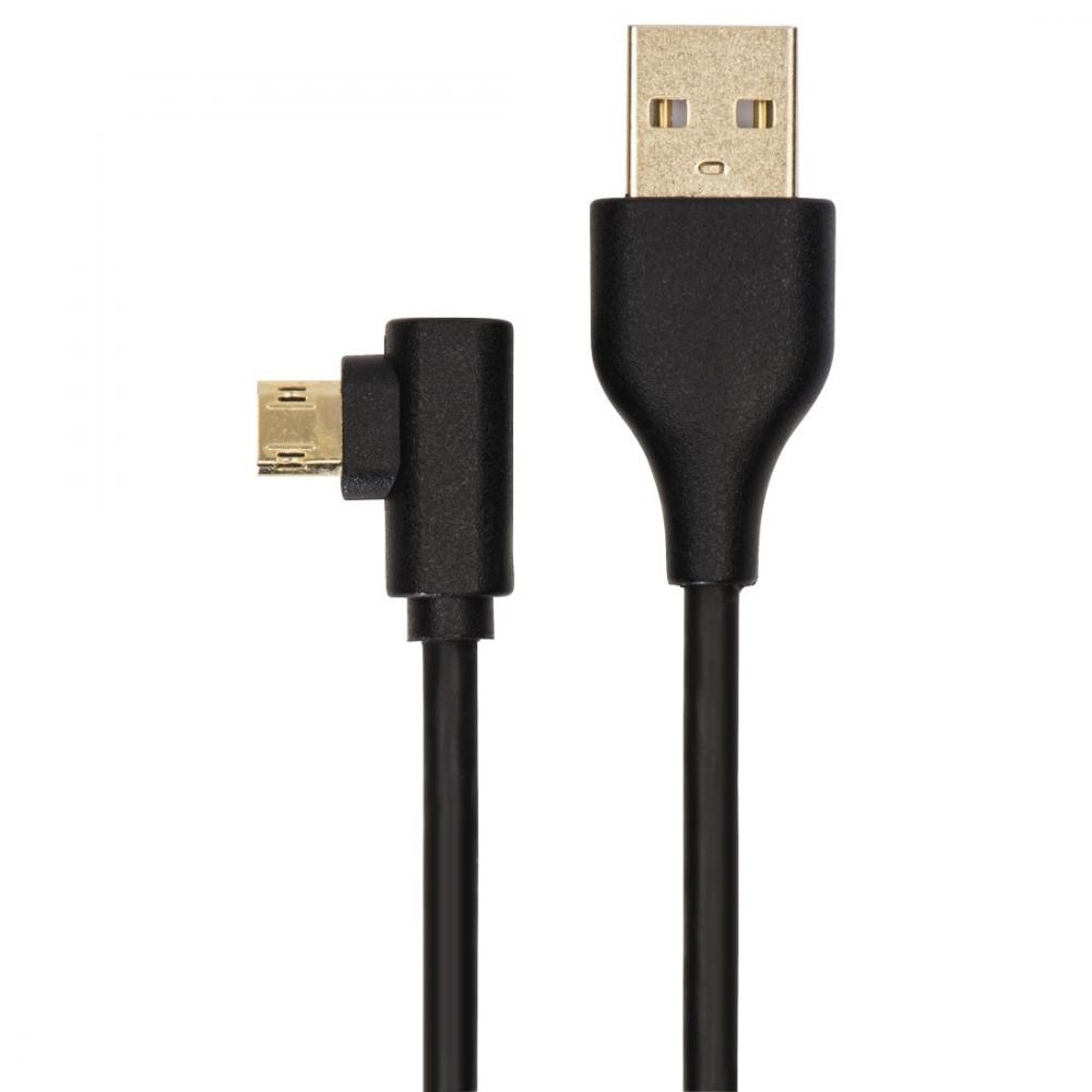 Cablu mascul HAMA 54545 USB-A - Micro-USB mascul, 90 °, 1m, USB 2.0, 3 stele, negru, HAMA-54545