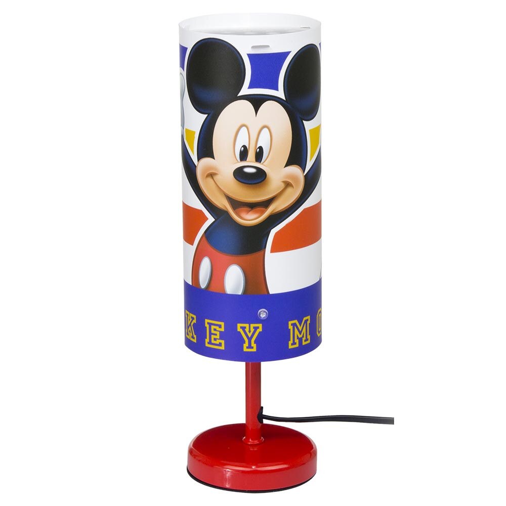 Veioza lampa cilindru noptiera Mickey Mouse rosu 29 cm