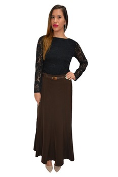 Fusta dama, lunga, in stil clos, usor evazata, D&J Exclusive, Maro Fusta dama, lunga, in stil clos, usor evazata, D&J Exclusive, Maro