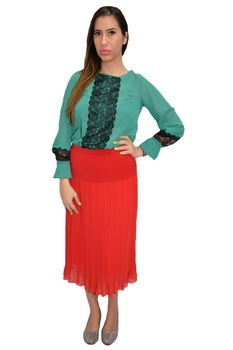 Fusta chic,midi,din voal fin plisat,D&J Exclusive,Rosie, Rosu Fusta chic,midi,din voal fin plisat,D&J Exclusive,Rosie, Rosu