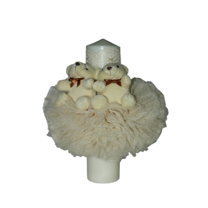 Lumanare botez ivoire cu ursuleti Creativ594