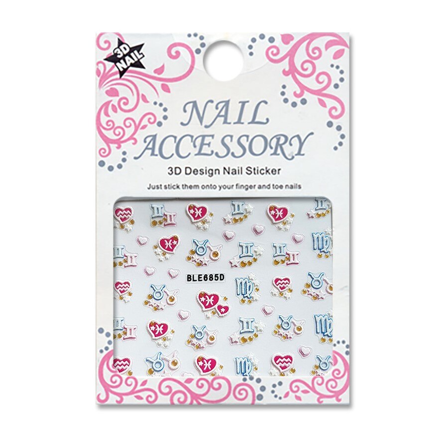 Decoratiuni cu efect acrilic 3D, MoonbasaNails, BLE685D, Model horoscop, Multicolor