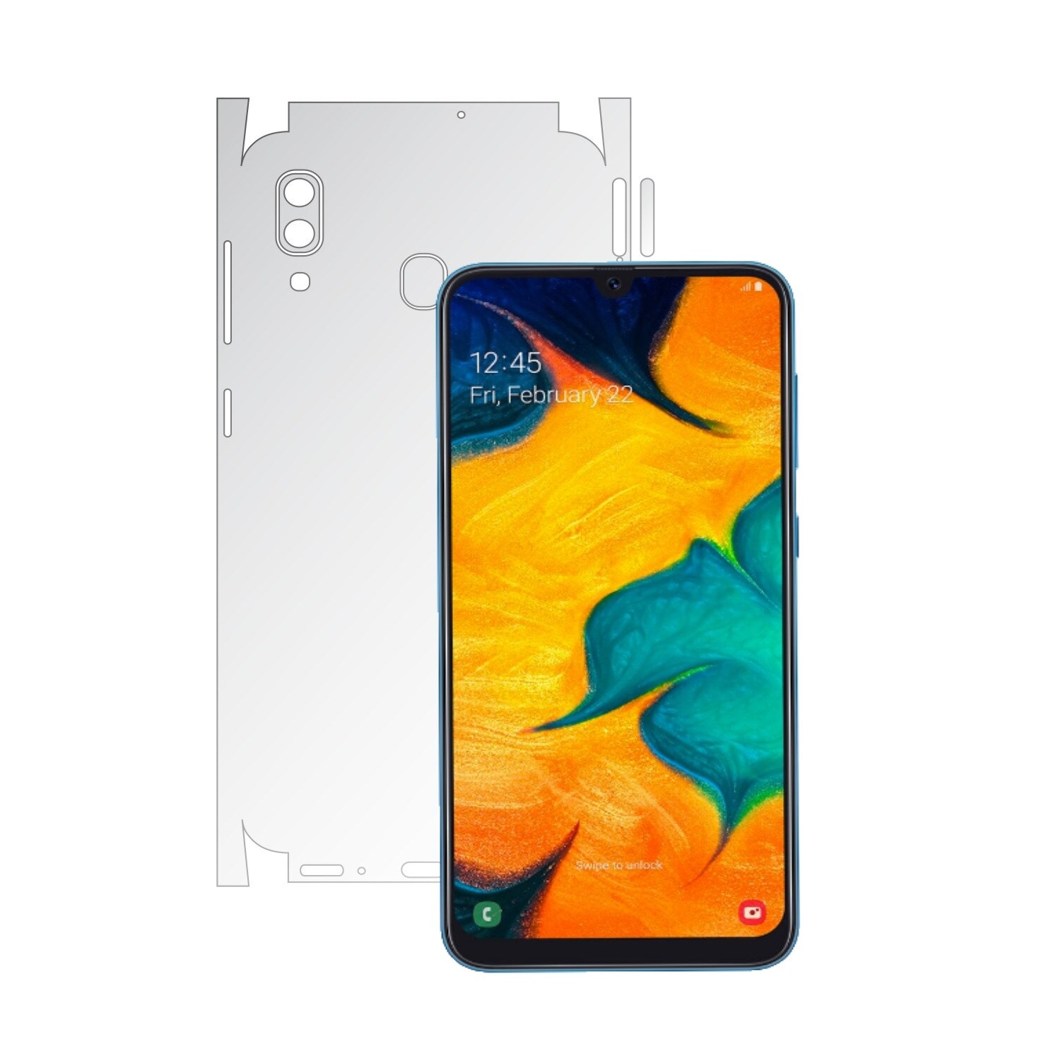 Folie Protectie Spate Invisible Skinz UHD AutoRegeneranta pentru Samsung Galaxy A30 - Folie Siliconica Ultra-Clear cu taiere 360 Cut pentru Carcasa Spate si Laterale, Skin Adeziv Transparent, Edge to Edge Full Case Cover