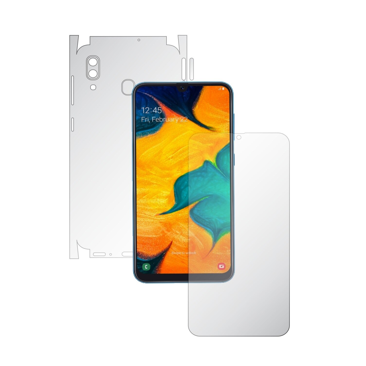 Folie Full Body Invisible Skinz UHD AutoRegeneranta pentru Samsung Galaxy A30 - Folie Protectie Siliconica Ultra-Clear cu taiere 360 Cut pentru Ecran, Carcasa Spate si Laterale, Skin Adeziv Transparent, Edge to Edge Cover