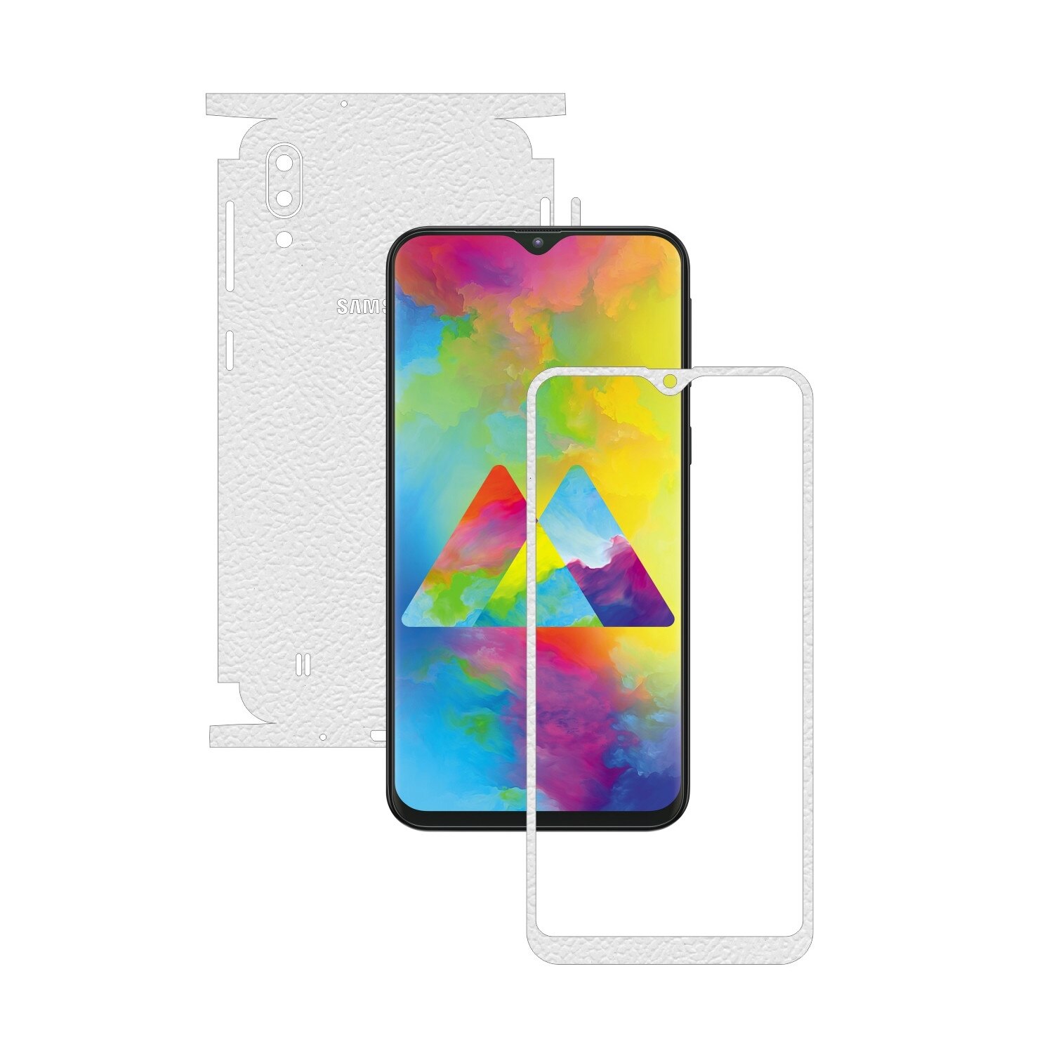 Folie Protectie Carbon Skinz pentru Samsung Galaxy M10 - Piele Alba 360 Cut, Skin Adeziv Full Body Cover pentru Rama Ecran, Carcasa Spate si Laterale