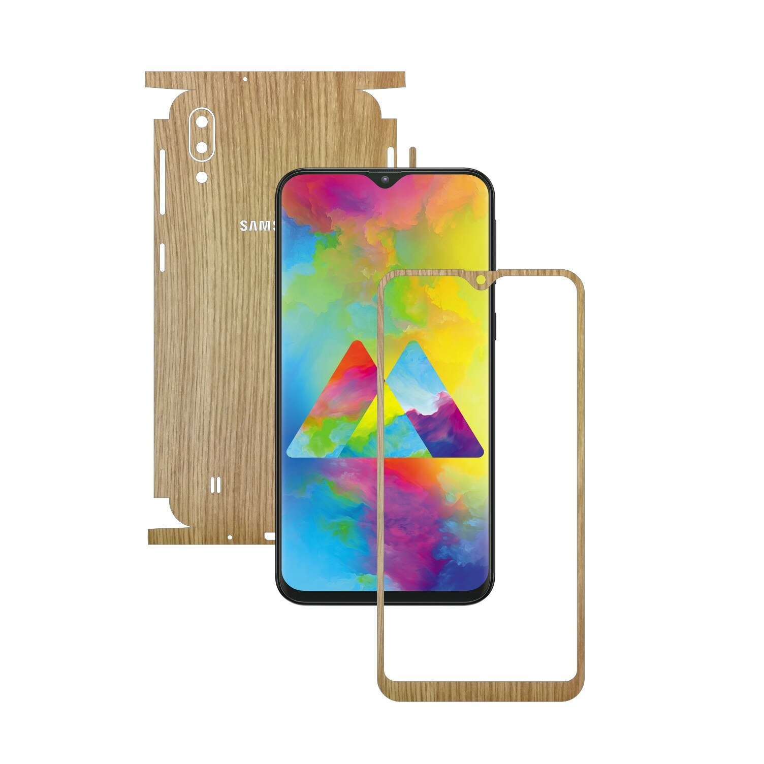 Folie Protectie Carbon Skinz pentru Samsung Galaxy M10 - Lemn Stejar 360 Cut, Skin Adeziv Full Body Cover pentru Rama Ecran, Carcasa Spate si Laterale