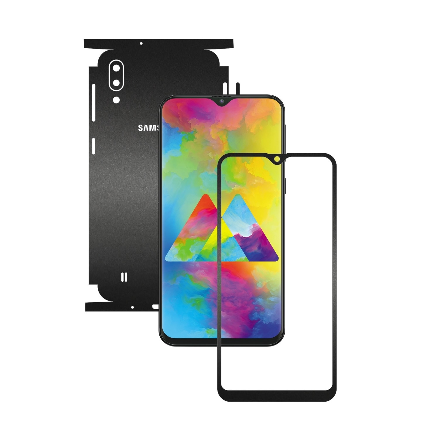 Folie Protectie Carbon Skinz pentru Samsung Galaxy M10 - Negru Mat 360 Cut, Skin Adeziv Full Body Cover pentru Rama Ecran, Carcasa Spate si Laterale