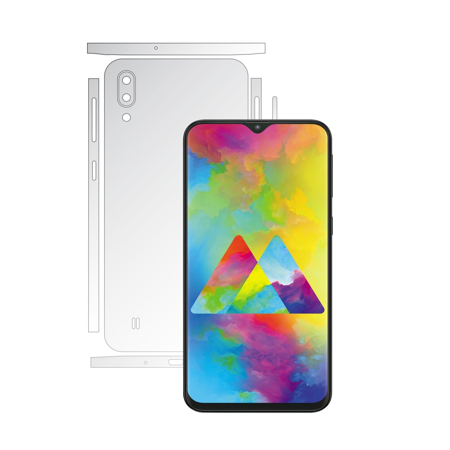 Folie Protectie spate Invisible Skinz HD pentru Samsung Galaxy M10 - Folie Siliconica Ultra-Clear cu taiere Split Cut pentru Carcasa Spate si Laterale, Skin Adeziv Transparent, Edge to Edge Full Case Cover
