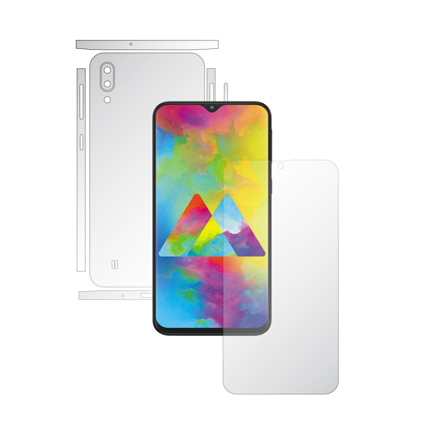 Folie Full Body Invisible Skinz HD pentru Samsung Galaxy M10 - Folie Protectie Siliconica Ultra-Clear cu taiere Split Cut pentru Ecran, Carcasa Spate si Laterale, Skin Adeziv Transparent, Edge to Edge Cover