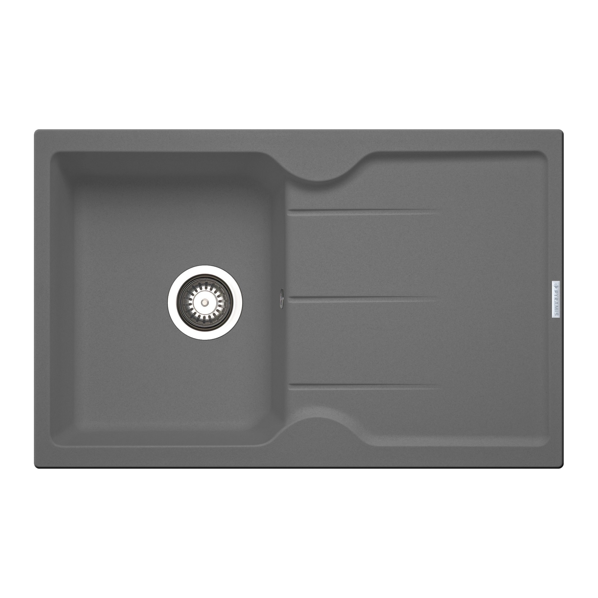 Chiuveta bucatarie Pyramis PORTOS, 780x500mm, adancime 175mm, reversibila, montare pe blat, Pyragranite gri
