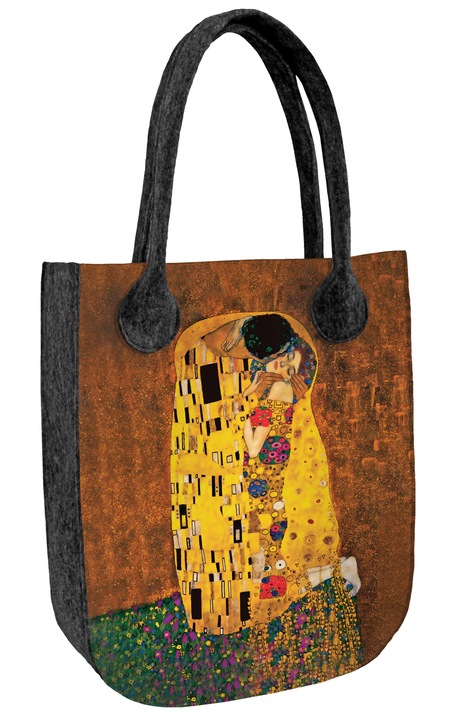 Bertoni, Ökológiai filctáska, Gustav Klimt "A csók" című festménye által ihletett nyomat, Többszínű
