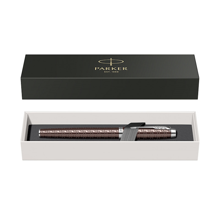 Stilou Parker IM Royal Premium maro cu accesorii cromate