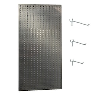 Panou perforat vertical din INOX, 1000x500mm cu set 25 carlige metalice
