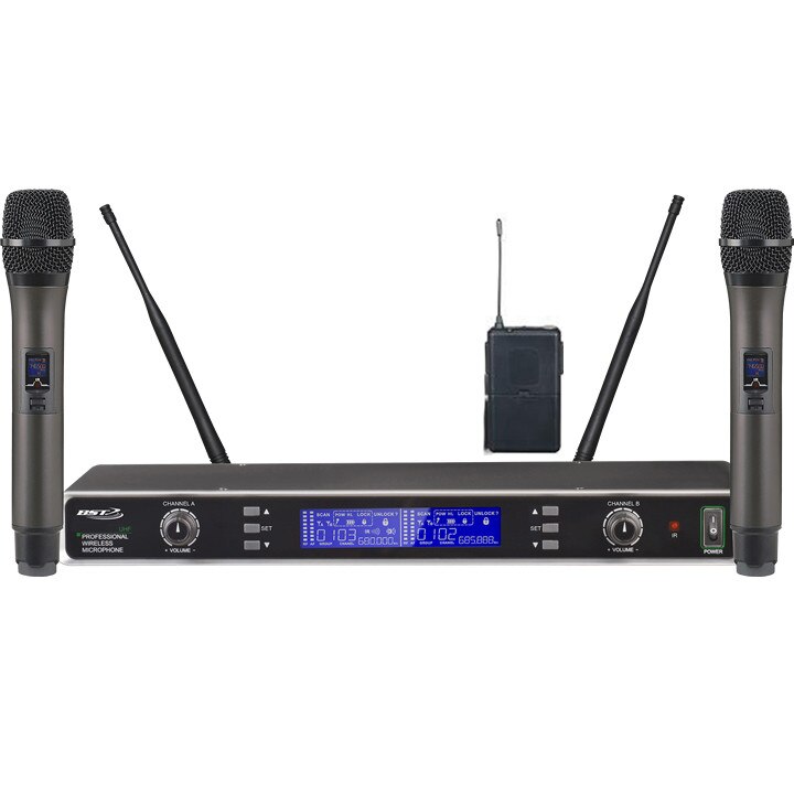 Set 2 Microfoane profesionale wireless BST AR2029 cu Receiver UHF, 100 m, 16 Canale
