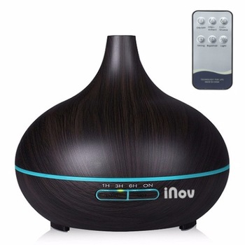 Difuzor Aromaterapie cu ultrasunete + Telecomanda si Umidificator 550 ml cu led iNOV DZ-04, silentios, Stejar inchis Difuzor Aromaterapie cu ultrasunete + Telecomanda si Umidificator 550 ml cu led iNOV DZ-04, silentios, Stejar inchis