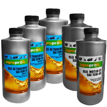 Pachet Ulei transmisie AgroPro SAE 80W-90 3L + Ulei motor 4 timpi AgroPro SAE 15W-40 2L Pachet Ulei transmisie AgroPro SAE 80W-90 3L + Ulei motor 4 timpi AgroPro SAE 15W-40 2L