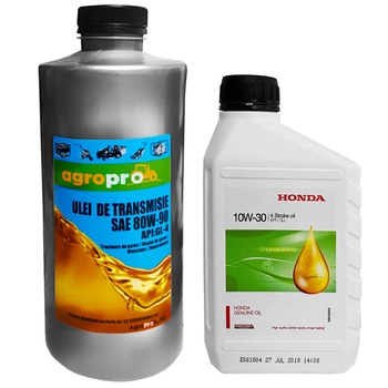 Pachet Ulei profesional pentru motoare in 4 Timpi, Honda 10W-30, 0.6L + Ulei transmisie AgroPro SAE 80W-90 1L Pachet Ulei profesional pentru motoare in 4 Timpi, Honda 10W-30, 0.6L + Ulei transmisie AgroPro SAE 80W-90 1L