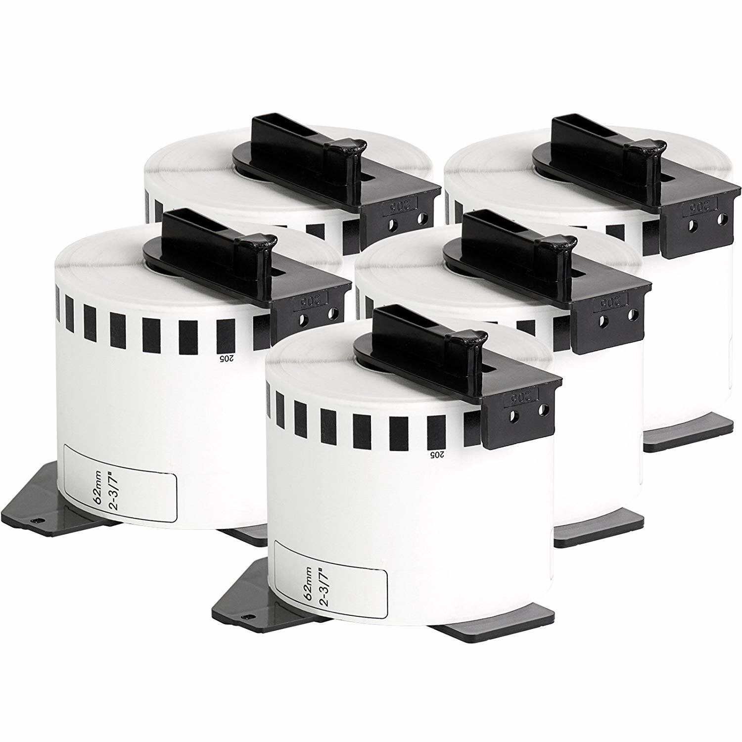 Set 5 Banda/Rola etichete Alb 62mmX30.48 Compatibile Pentru BROTHER DK22205 P-Touch QL1000 1050 1060,500,570,580,650,720