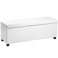 Bancheta dormitor Otoman cu compartiment depozitare, neu.holz, 119 x 38 x 45 cm, imitatie piele, alb
