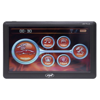 Sistem de navigatie GPS PNI, L807 PLUS, ecran 7 inch, 800 MHz, 256MB, DDR, 8GB memorie interna, FM transmitter Sistem de navigatie GPS PNI, L807 PLUS, ecran 7 inch, 800 MHz, 256MB, DDR, 8GB memorie interna, FM transmitter