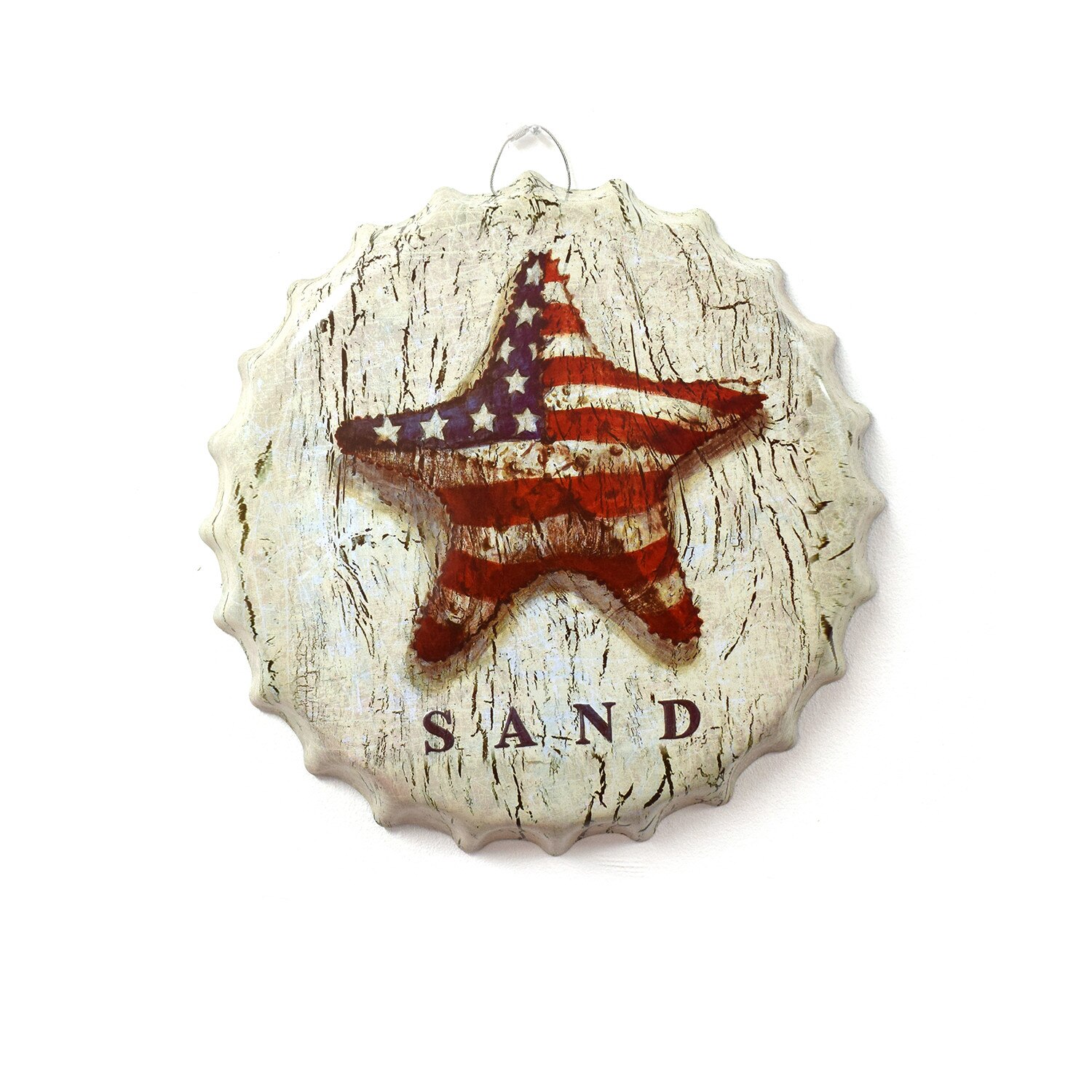 Tablou metalic volumetric tip capsa America Sand D32, diametru 40 cm