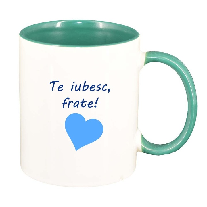 Чаша "Обичам те...", зелен интериор, 330 мл, D1028