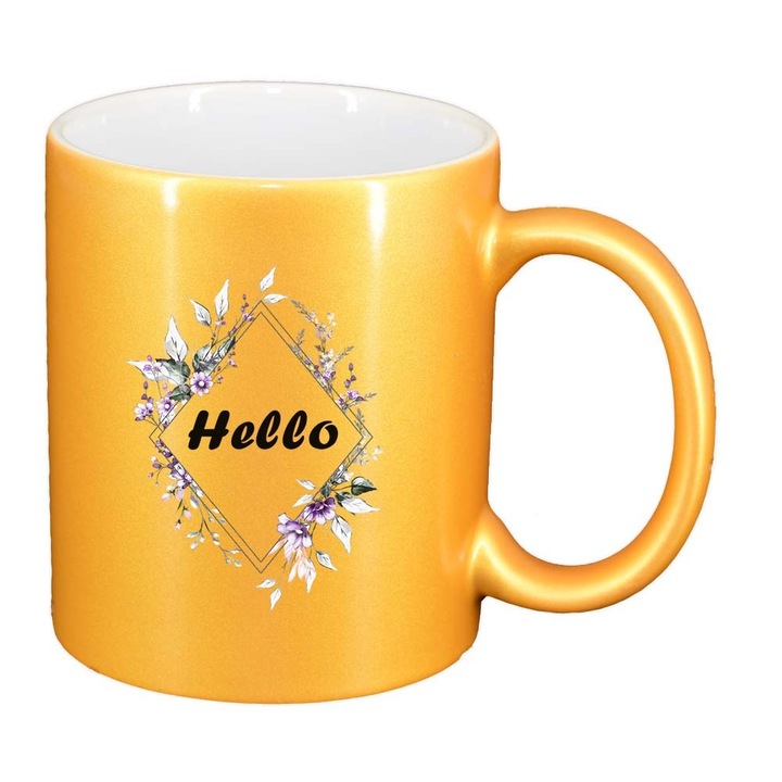 Cana "Hello", auriu sidefata, 330ml, D1034