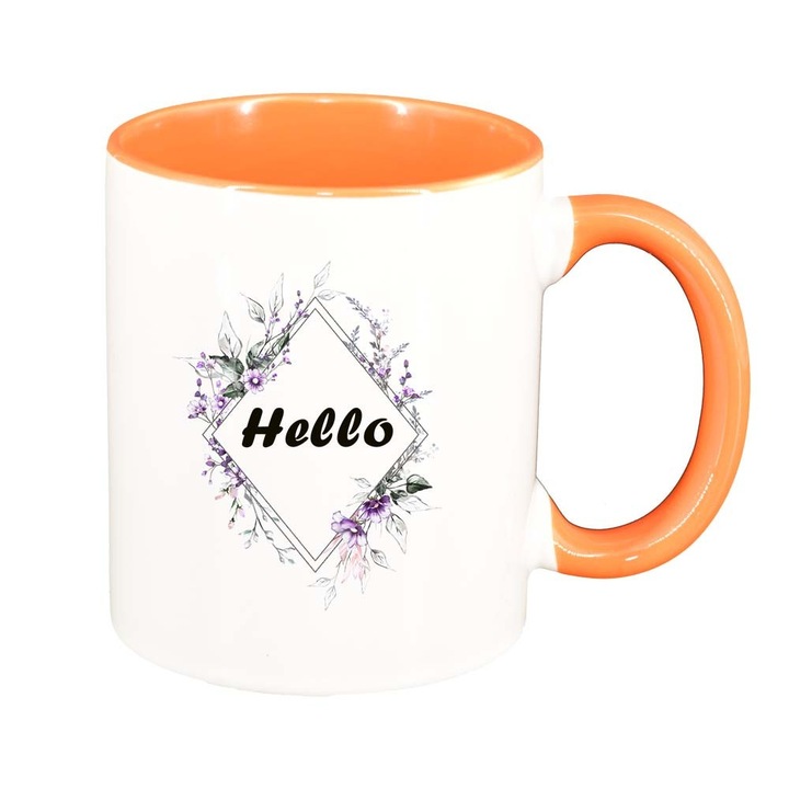 Чаша "Hello", оранжев интериор, 330мл, D1034