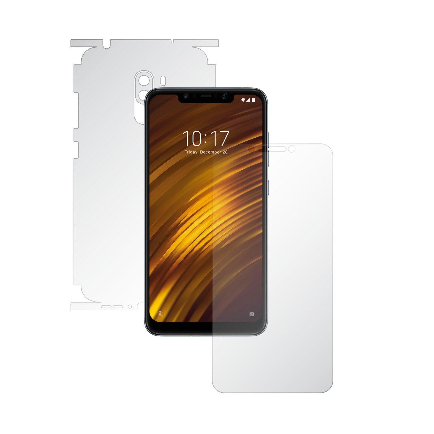 Folie Full Body Invisible Skinz UHD AutoRegeneranta pentru Xiaomi Pocophone F1 - Folie Protectie Siliconica Ultra-Clear cu taiere 360 Cut pentru Ecran, Carcasa Spate si Laterale, Skin Adeziv Transparent, Edge to Edge Cover