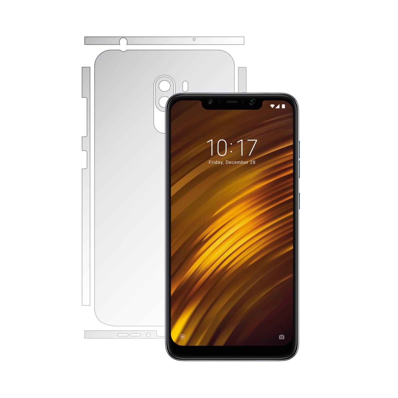 Folie Protectie spate Invisible Skinz HD pentru Xiaomi Pocophone F1 - Folie Siliconica Ultra-Clear cu taiere Split Cut pentru Carcasa Spate si Laterale, Skin Adeziv Transparent, Edge to Edge Full Case Cover