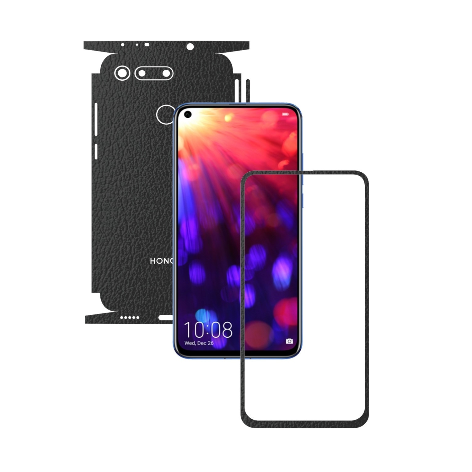 Folie Protectie Carbon Skinz pentru Huawei Honor View 20 - Piele Neagra 360 Cut, Skin Adeziv Full Body Cover pentru Rama Ecran, Carcasa Spate si Laterale