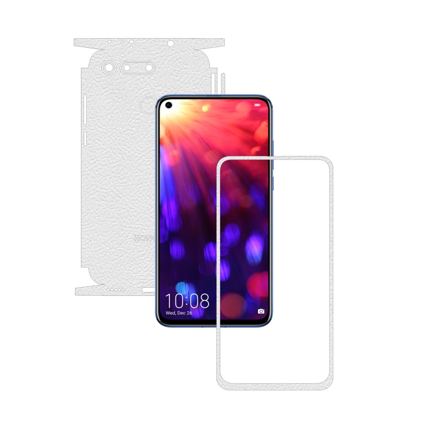 Folie Protectie Carbon Skinz pentru Huawei Honor View 20 - Piele Alba 360 Cut, Skin Adeziv Full Body Cover pentru Rama Ecran, Carcasa Spate si Laterale
