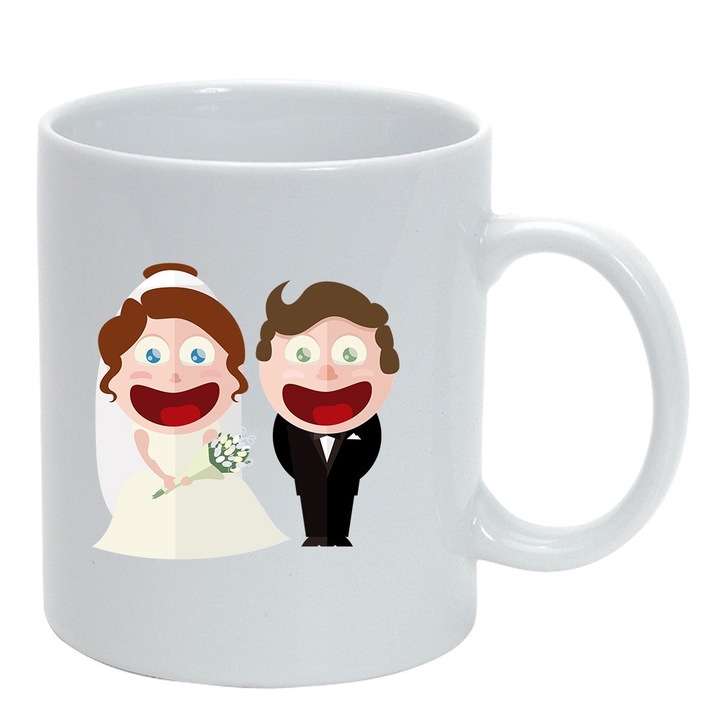 Cana "Drawn Married Couple", alb, 330ml, D1000