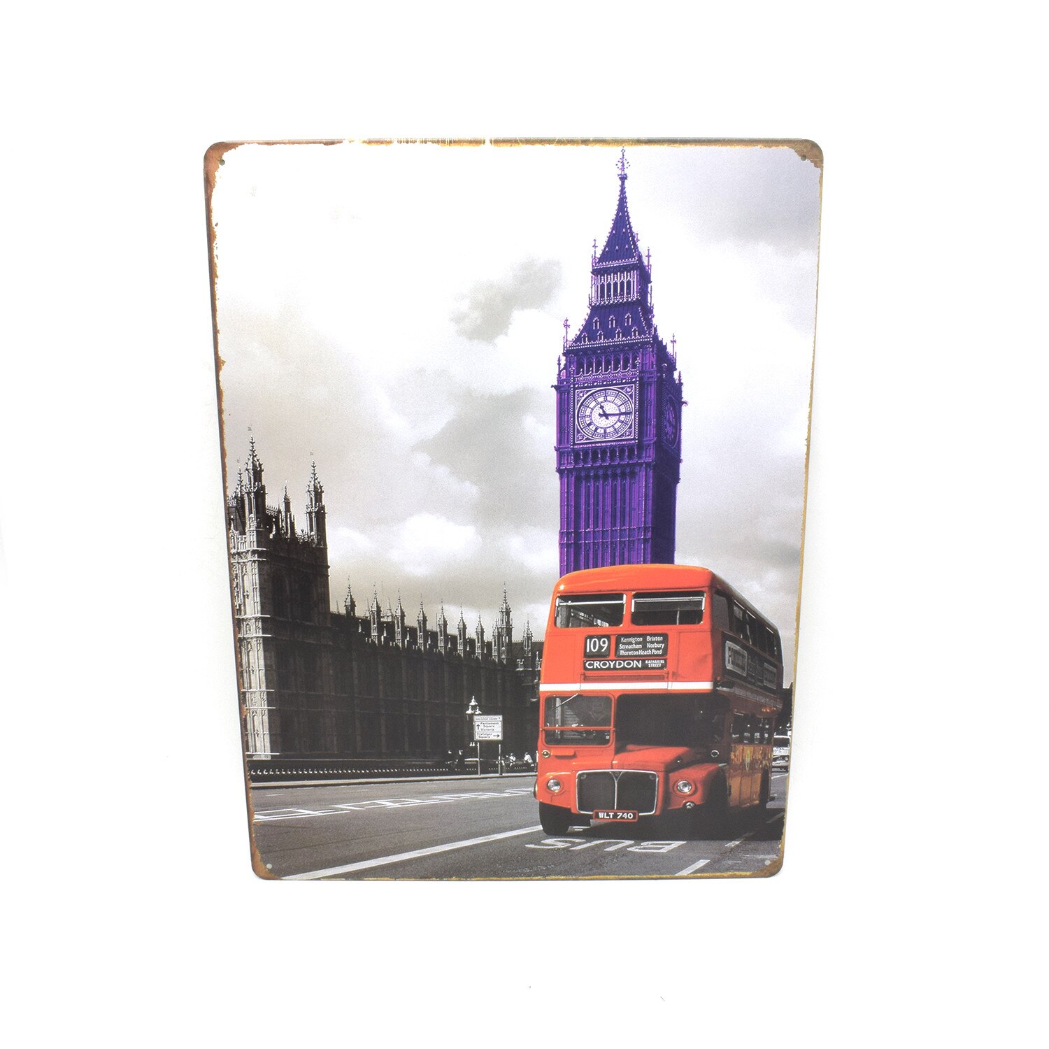 Tablou metalic London Bus D30, 30x40 cm