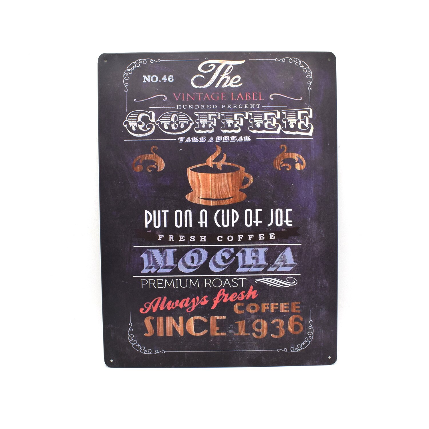 Tablou metalic The Coffee Menu, D30, 30x40 cm