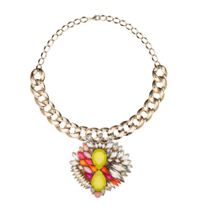 Ръчно изработена огърлица Crystal и 24-каратна златна верига, Joomay, Bellatrix Pink