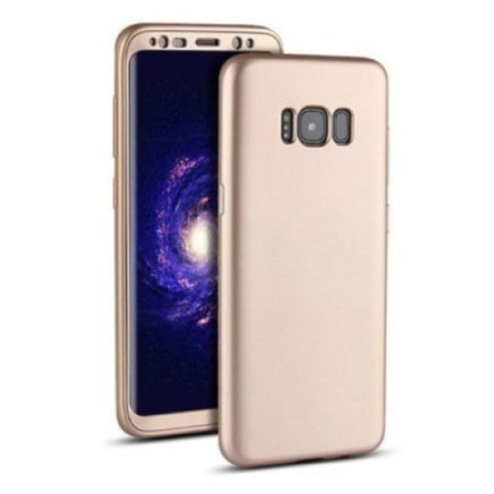 Силиконов калъф MyStyle Gold FullBody за Samsung Galaxy S8 Plus пълно 360 градусово покритие с безплатно защитно фолио