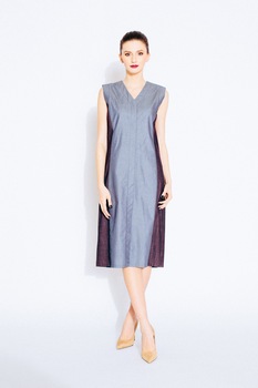 Sarafan cu inchidere fenta ascunsa, Valentina Filip, gri-bordo, marimea 38 Sarafan cu inchidere fenta ascunsa, Valentina Filip, gri-bordo, marimea 38