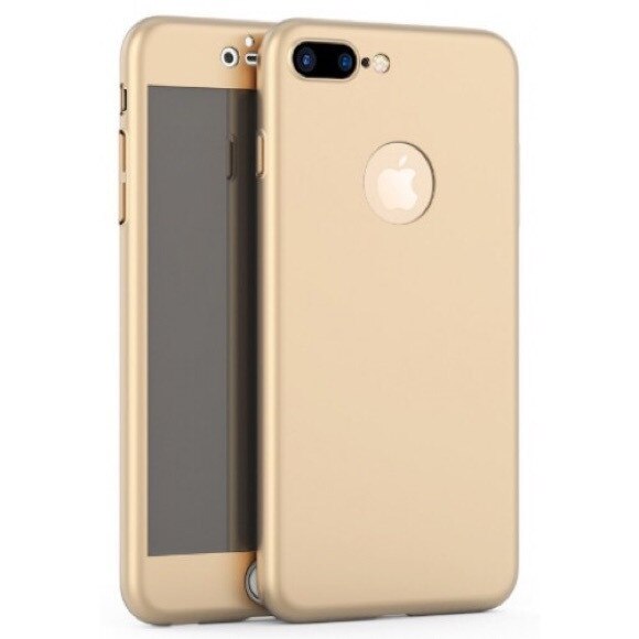 Husa pentru Apple iPhone 8 Plus , MyStyle , Gold acoperire completa 360 grade cu folie de sticla
