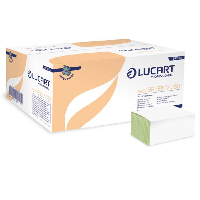 Prosoape de hartie verzi, V fold Lucart 21.5X25 cm, 1 strat, 250 buc/pachet( Bax de 20 )