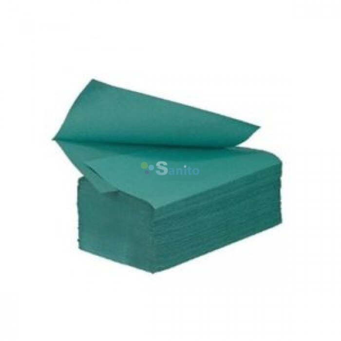 Prosoape hartie 25 x 23 cm, pliate gofrate verzi V fold, 200 buc / pachet, import-calitate, 1 strat, AQA Choice( Bax de 20 )