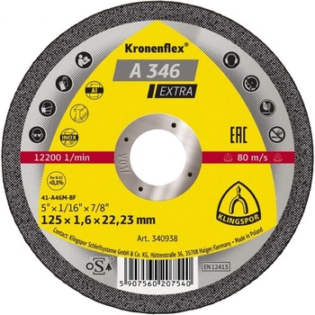 Disc debitare inox si metal, Klingspor A 346 Extra, 125 x 22.23 x 1.6 mm Disc debitare inox si metal, Klingspor A 346 Extra, 125 x 22.23 x 1.6 mm