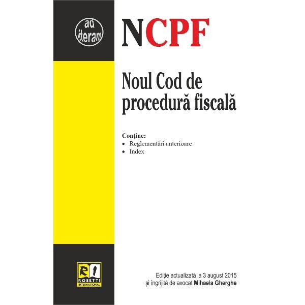 Noul Cod De Procedura Fiscala Act. 03.08.2015