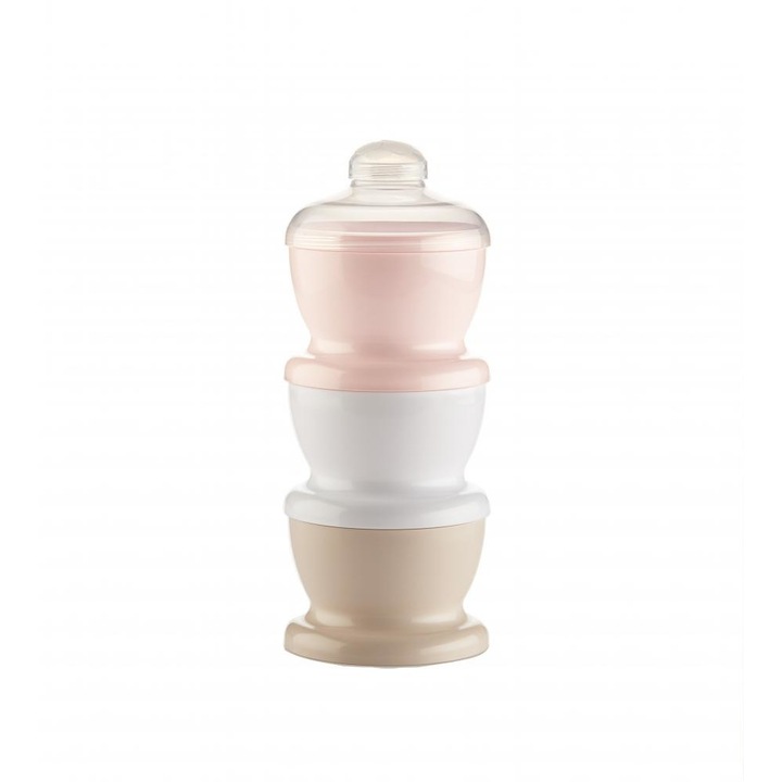 Recipient 3 compartimente lapte praf/ mancarica Powder Pink