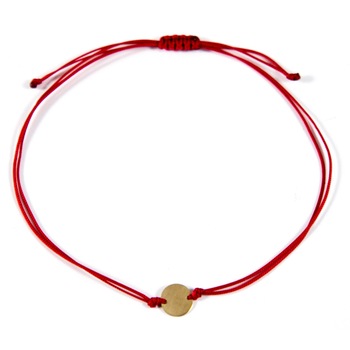 Bratara F&F, Banut mic 0,19g , Cu snur rosu reglabil, Aur Galben 14K Bratara F&F, Banut mic 0,19g , Cu snur rosu reglabil, Aur Galben 14K